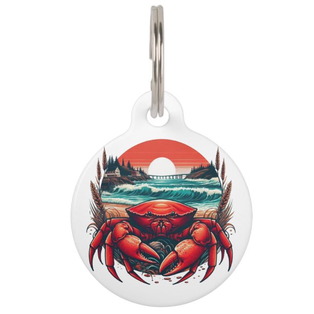 coastal/nautical Maine crab Pet Tag (Front)