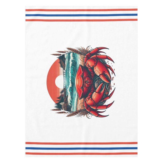 coastal/nautical Maine crab Tablecloth (Front)