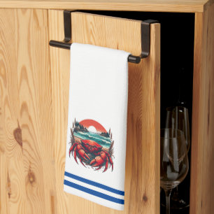 coastal/nautical Maine crab Tea Towel