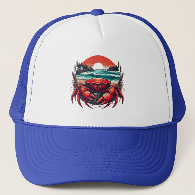 coastal/nautical Maine crab Trucker Hat (Front)