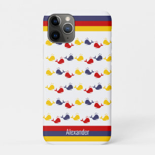  Coastal Nautical Navy BLUE RED YELLOW WHALE   Case-Mate iPhone Case