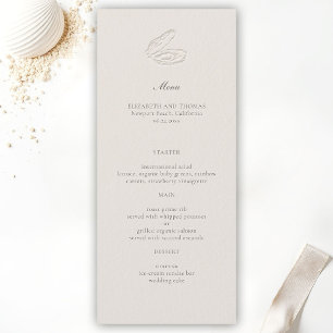 Coastal Nautical Oyster Classic Wedding Ecru Menu