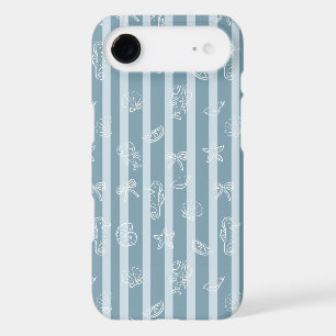 Coastal Nautical Pattern Blue Sea Shell & Seahor