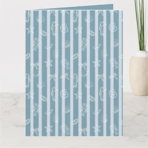 Coastal Nautical Pattern Blue Sea Shell & Seahor Card