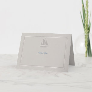 Coastal Nautical Sail Boat Tux Wedding Thank You Card