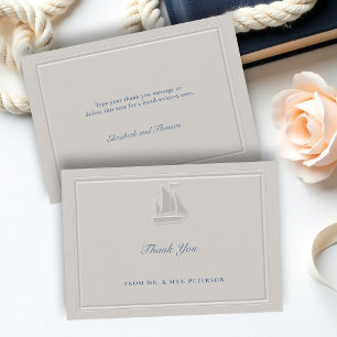 Coastal Nautical Sailboat Elegant Simple Wedding Thank You Card
