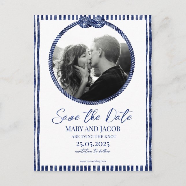 Coastal Nautical Save the Date Card (Front)