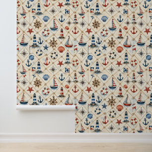 Coastal Nautical Seamless Pattern Wallpaper