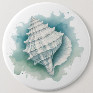 Coastal/Nautical seashell 6 Cm Round Badge