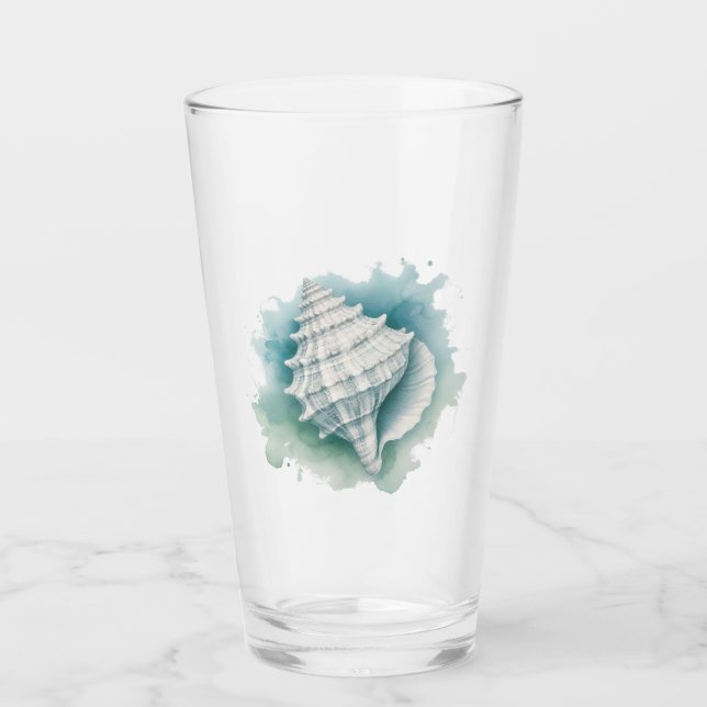 Coastal/Nautical seashell  Glass (Front)