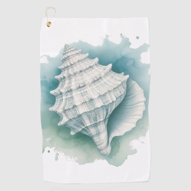 Coastal/Nautical seashell  Golf Towel (Front)