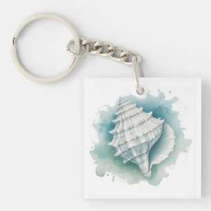 Coastal/Nautical seashell Key Ring
