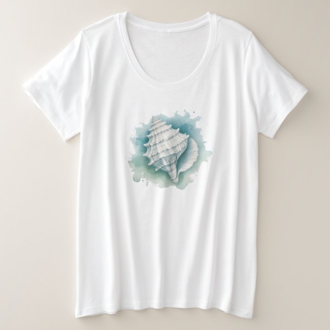 Coastal/Nautical seashell  Plus Size T-Shirt (Design Front)