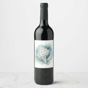 Coastal/Nautical seashell Wine Label