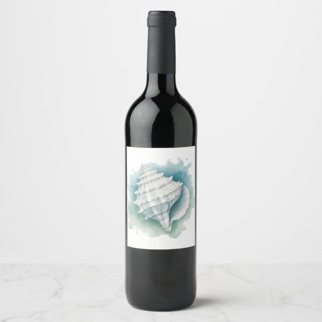 Coastal/Nautical seashell  Wine Label (Front)