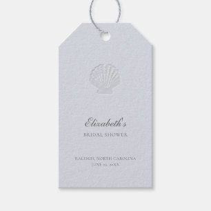 Coastal Nautical Shell Blue Elegant Bridal Shower Gift Tags
