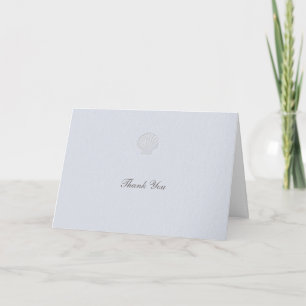 Coastal Nautical Shell Blue Formal Elegant Wedding Thank You Card