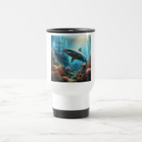 Coastal/nautical tiger shark & coral reef