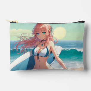 Coastal/Nautical/tropical anime surfer girl Accessory Pouch