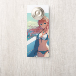 Coastal/Nautical/tropical anime surfer girl Door Hanger