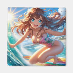 Coastal/Nautical/tropical anime surfer girl Magnet