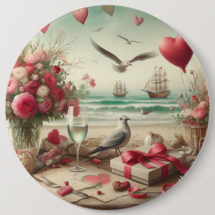 Coastal/Nautical Valentine's day  6 Cm Round Badge