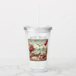 Coastal/Nautical Valentine's day Acrylic Tumbler
