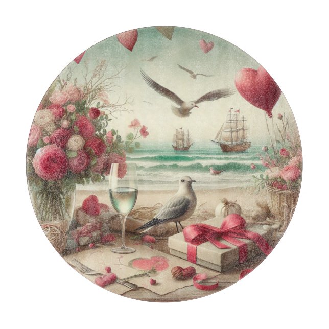 Coastal/Nautical Valentine's day  Cutting Board (Front)