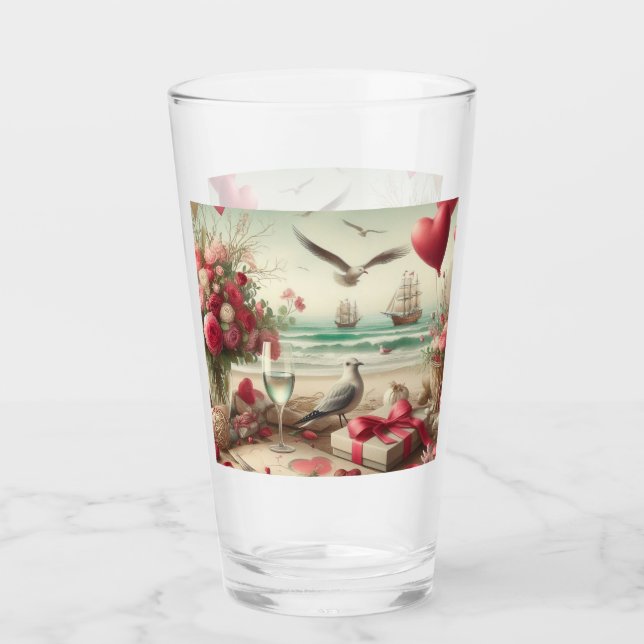 Coastal/Nautical Valentine's day  Glass (Front)