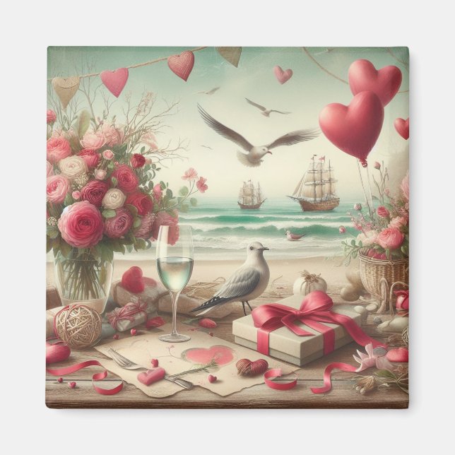 Coastal/Nautical Valentine's day  Magnet (Front)