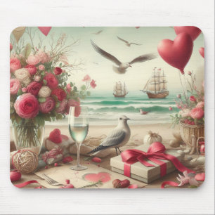 Coastal/Nautical Valentine's day  Mouse Pad