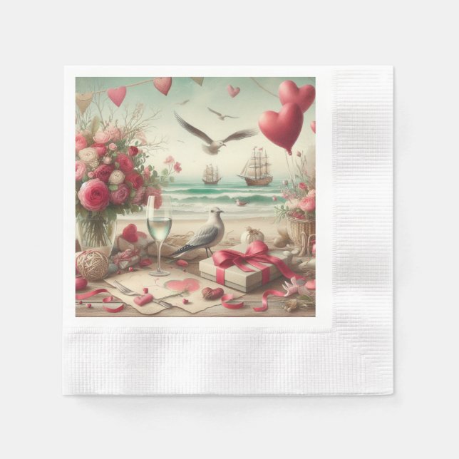 Coastal/Nautical Valentine's day  Napkin (Front)