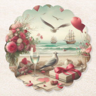 Coastal/Nautical Valentine's day Paper Coaster