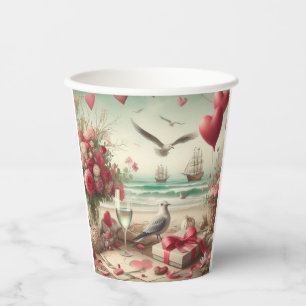 Coastal/Nautical Valentine's day  Paper Cups
