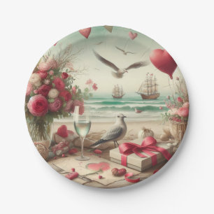 Coastal/Nautical Valentine's day  Paper Plate