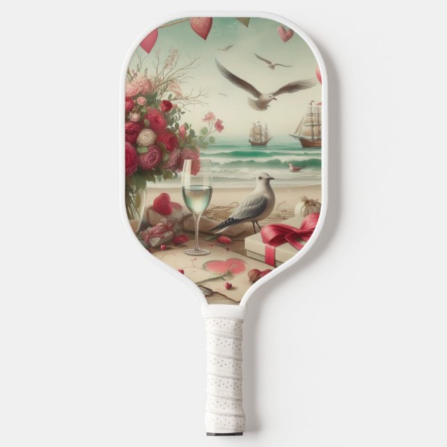 Coastal/Nautical Valentine's day  Pickleball Paddle (Front)