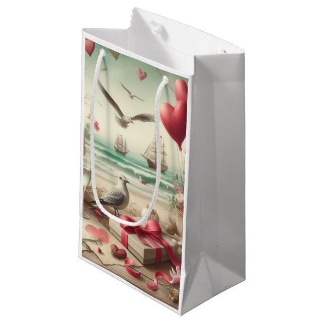 Coastal/Nautical Valentine's day  Small Gift Bag (Front Angled)