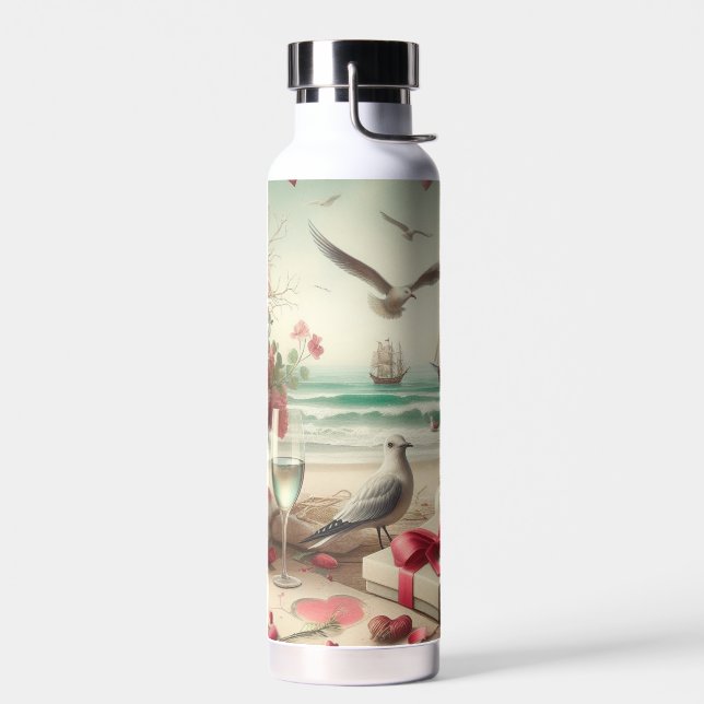 Coastal/Nautical Valentine's day  Water Bottle (Left)