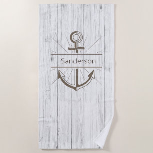Coastal Nautical Weathered Summer Beach Wood Beac Towel