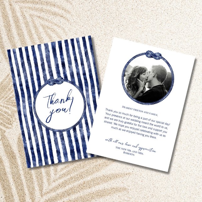 Coastal Nautical Wedding Thank You Card (Creator Uploaded)