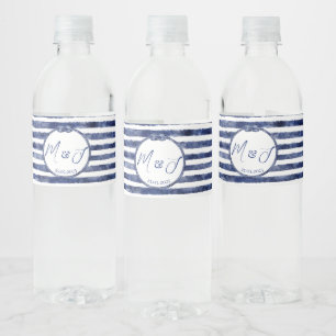 Coastal Nautical Wedding Water Bottle Label