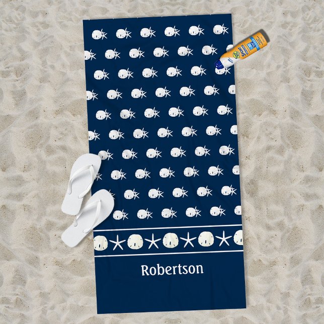 Coastal Navy Blue Personalised Starfish Beach Towel (Creator Uploaded)
