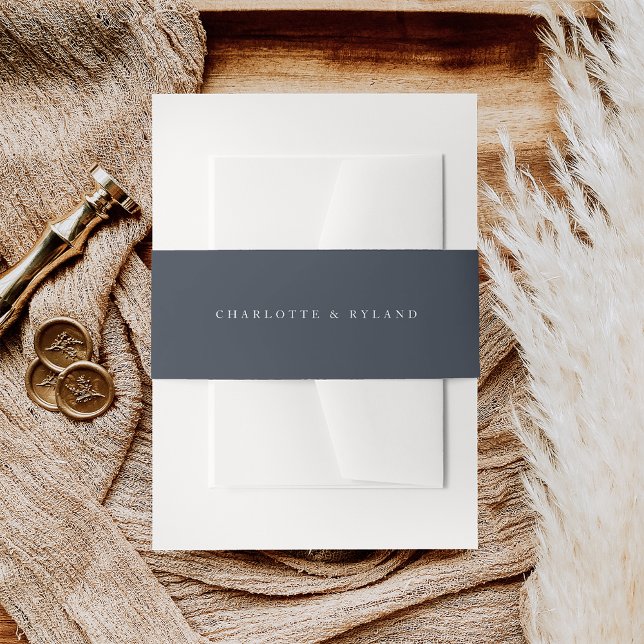 Coastal Navy Blue Wedding Invitation Belly Band (Creator Uploaded)