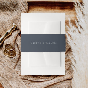 Coastal Navy Blue + White Lettering Wedding Invitation Belly Band