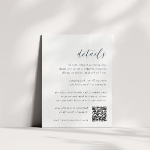 Coastal Navy & White All-in-One Wedding Details Enclosure Card