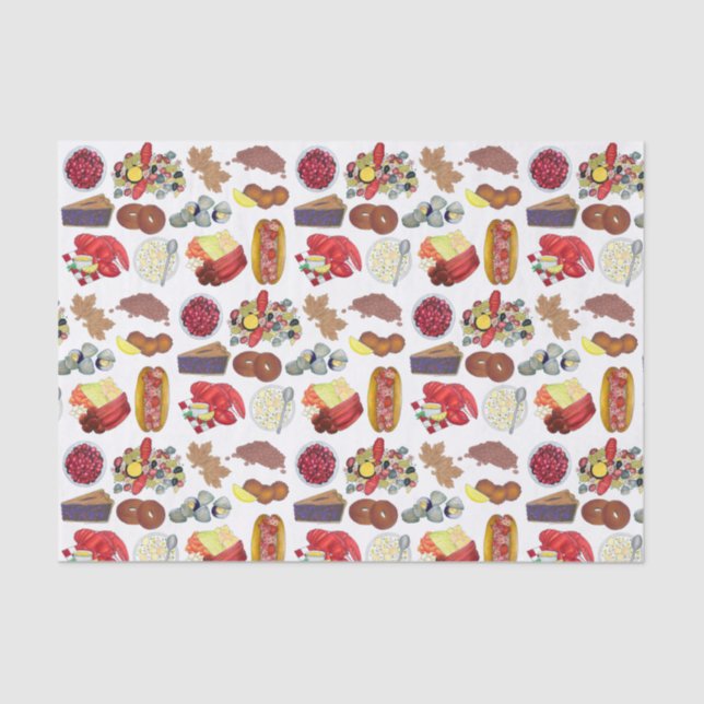 Coastal New England Foods Northeast America USA Tissue Paper (Front)
