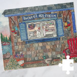 Coastal New England  Ice Cream Shop Watercolor<br><div class="desc">Rocket's Ice Cream Storefront jigsaw puzzle - This original artwork features a coastal, New England ice cream shop! Some adorable ducks are here today in the morning sunrise. Maybe they're finding a good spot to get some crumbs. Inspired by the coastal tourist towns of Maine, this puzzle is a watercolor...</div>