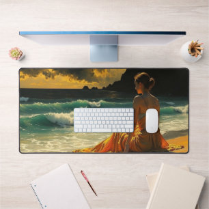 Coastal Night Seaside Reflection Desk Mat