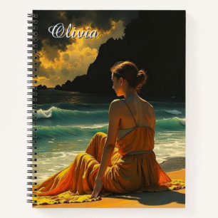Coastal Night Seaside Reflection Personalised Notebook
