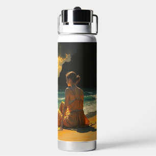 Coastal Night Seaside Reflection   Water Bottle